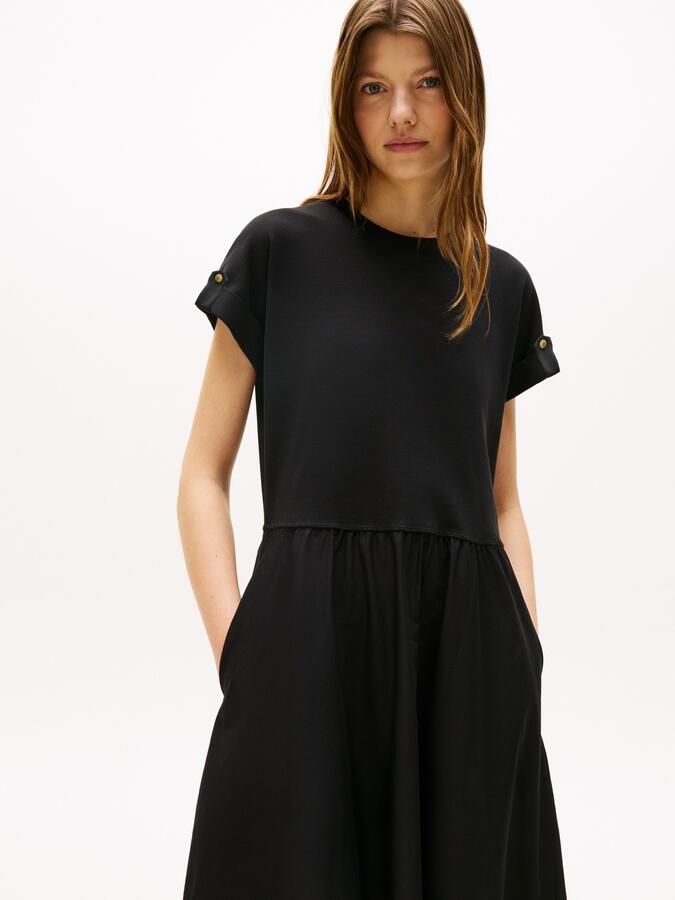 Tommy Hilfiger Fit-and-flare midi jurk met goudkleurige knopen - Foto 5