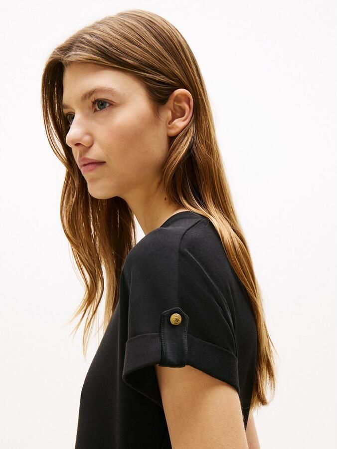 Tommy Hilfiger Fit-and-flare midi jurk met goudkleurige knopen