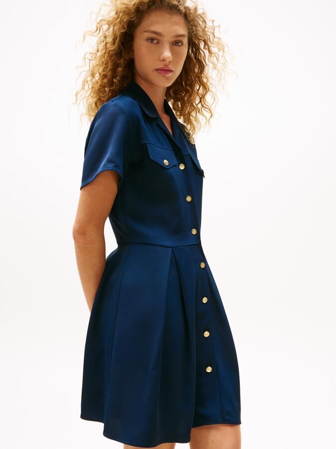 Tommy Hilfiger Jurk met overhemdkraag VIS TWILL S S F&F MINI DRESS - Foto 4