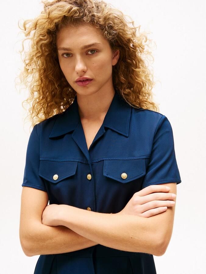 Tommy Hilfiger Jurk met overhemdkraag VIS TWILL S S F&F MINI DRESS