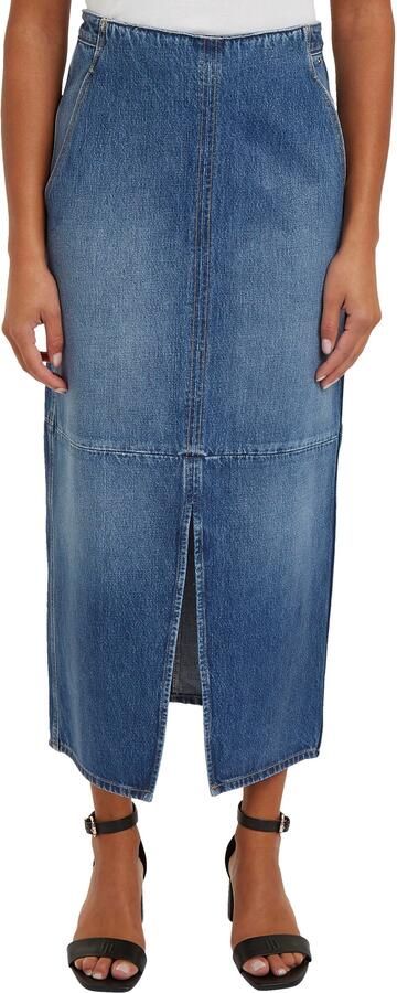 Tommy Hilfiger Kokerrok DNM MIDI SKIRT HW BETH CTD Geweven rok met vlag - Foto 9