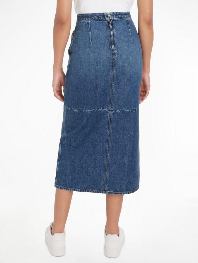 Tommy Hilfiger Kokerrok DNM MIDI SKIRT HW BETH CTD Geweven rok met vlag - Foto 4