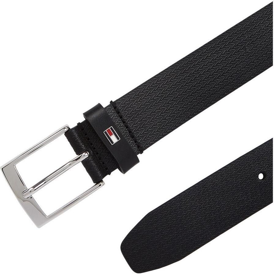 Tommy Hilfiger Leren riem ADAN HERRINGBONE 3.5 Eenvoudige doornsluiting metalen patch