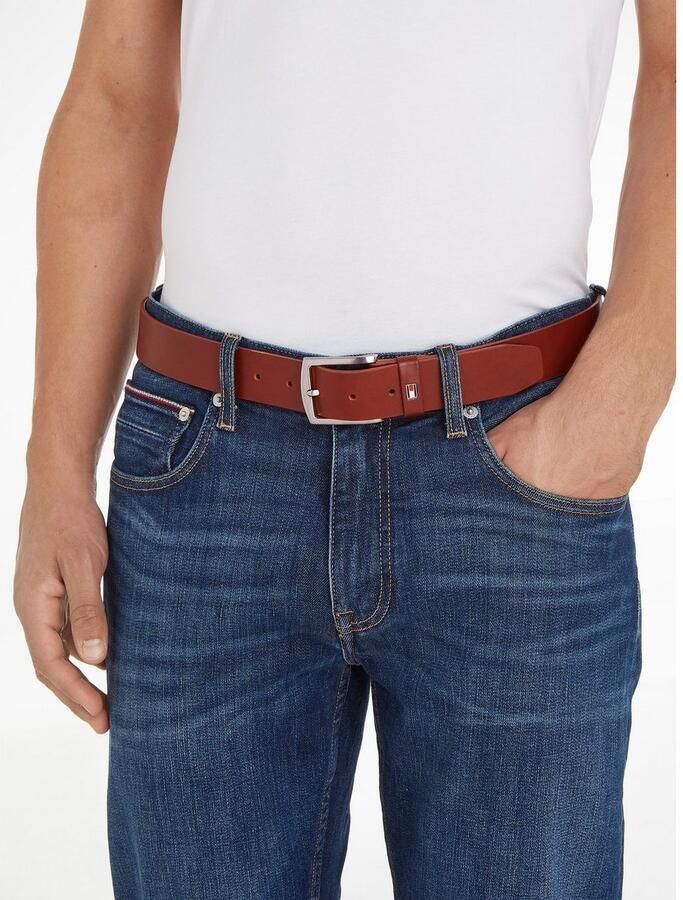 Tommy Hilfiger Leren riem DENTON 3 5 Robuuste leren riem met vlaglabel zilverkleurige gesp verstelbaar - Foto 2