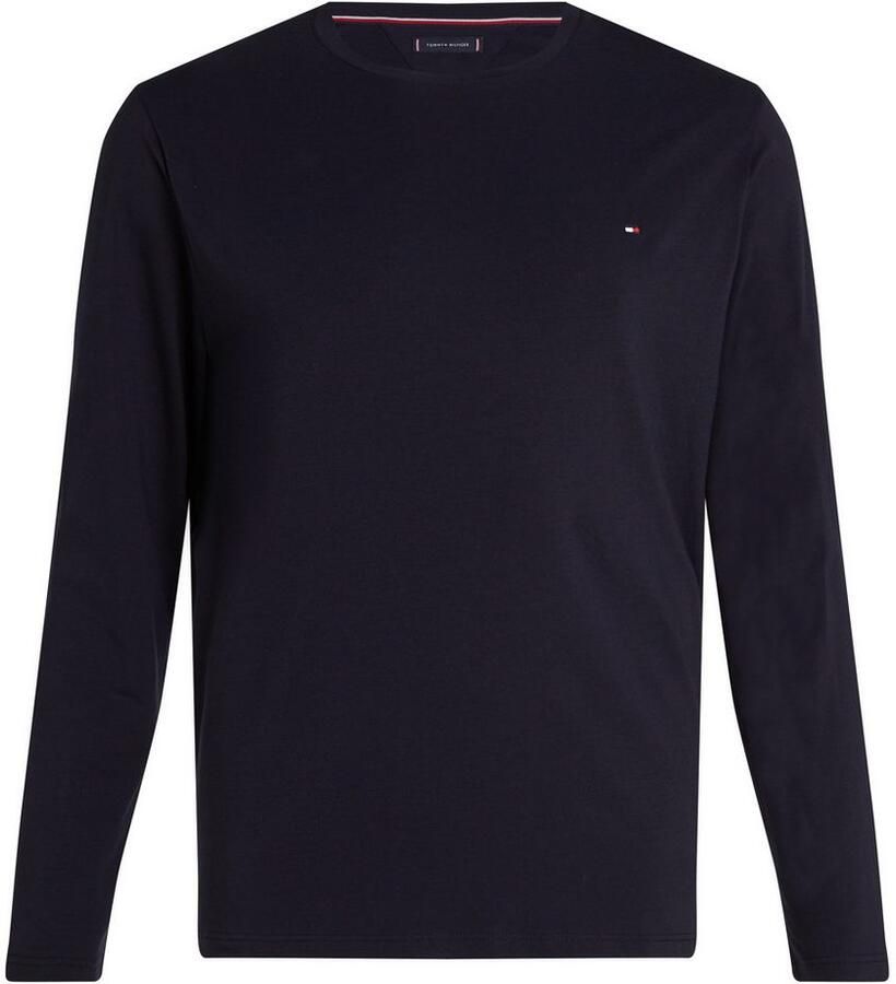 Tommy Hilfiger Longsleeve BT-STRETCH SLIM FIT TEE-B met ronde hals en logo effen casual slim fit katoenmix ronde hals grote maten