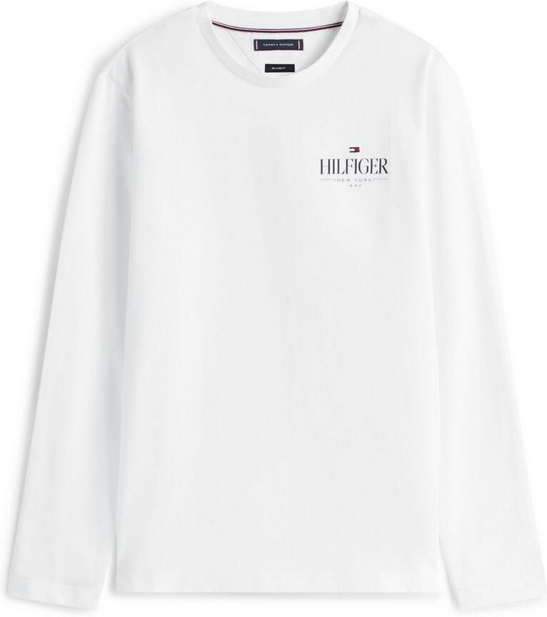 Tommy Hilfiger Longsleeve HILFIGER STACK LS TEE Contrasterende print op de borst