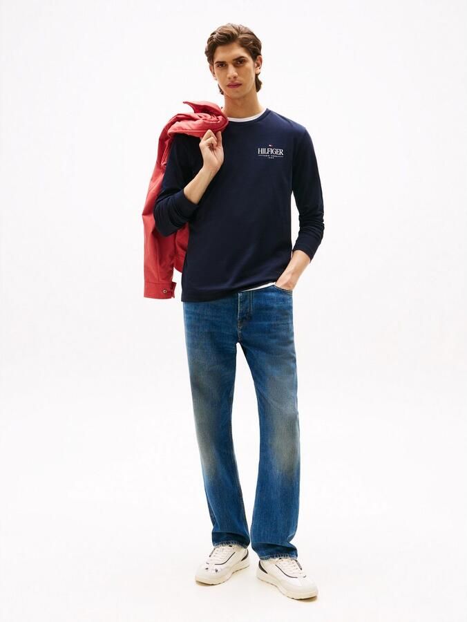 Tommy Hilfiger Longsleeve HILFIGER STACK LS TEE Contrasterende print op de borst - Foto 2
