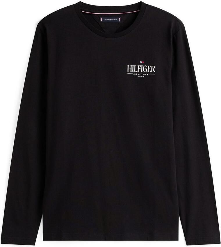 Tommy Hilfiger Longsleeve HILFIGER STACK LS TEE Contrasterende print op de borst