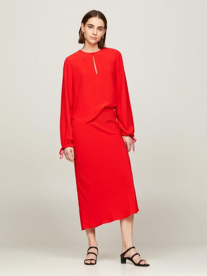 Tommy Hilfiger Midirok VISCOSE CREPE LONG SKIRT - Foto 6