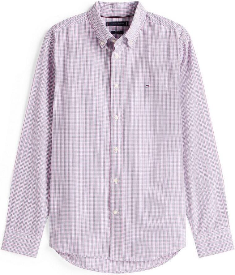 Tommy Hilfiger Overhemd met lange mouwen FLEX POPLIN SMALL TARTAN SHIRT regular fit kleinkariert button-down-kraag