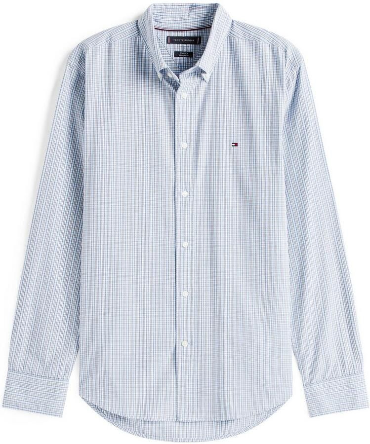 Tommy Hilfiger Overhemd met lange mouwen FLEX POPLIN SMALL TARTAN SHIRT regular fit kleinkariert button-down-kraag
