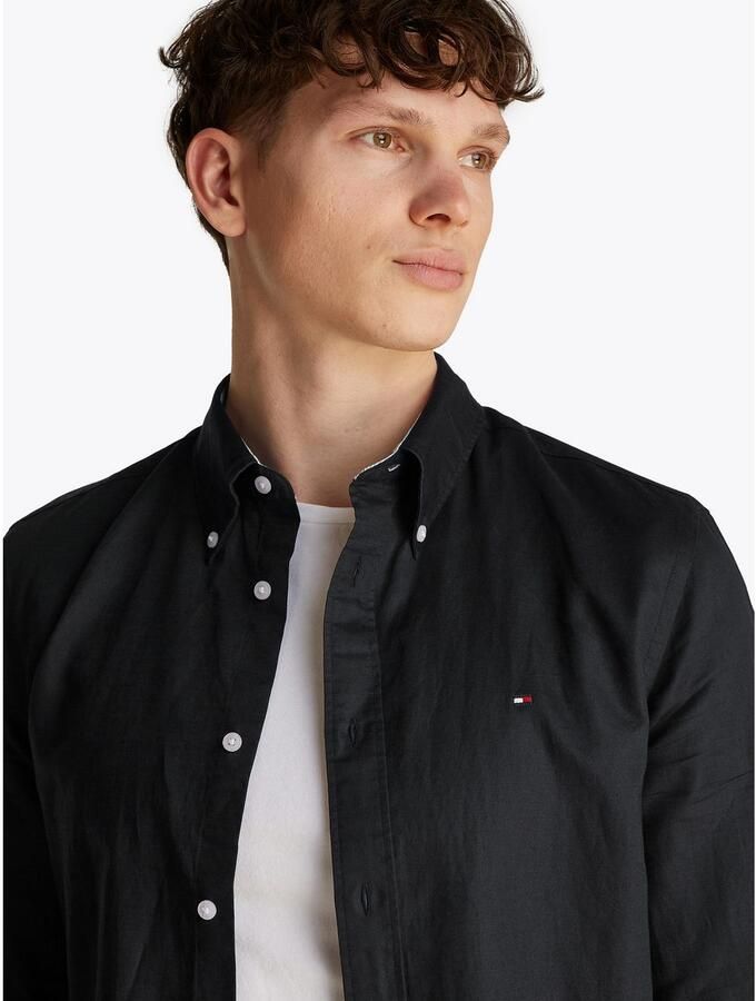 Tommy Hilfiger Regular fit vrijetijdsoverhemd van een mix van katoen en linnen