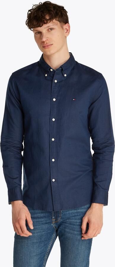 Tommy Hilfiger Regular fit vrijetijdsoverhemd van een mix van katoen en linnen - Foto 5