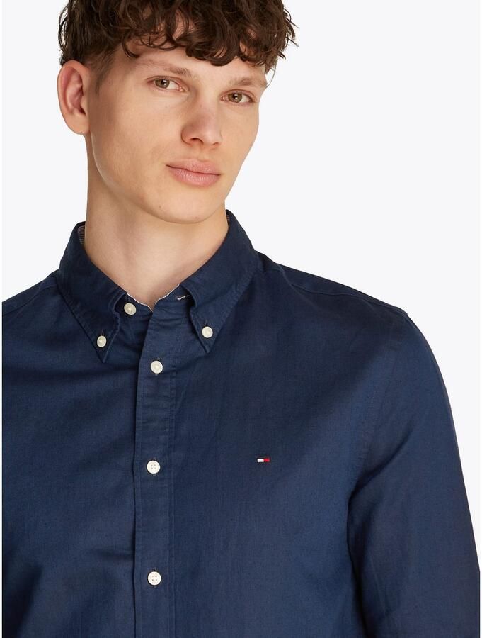 Tommy Hilfiger Regular fit vrijetijdsoverhemd van een mix van katoen en linnen