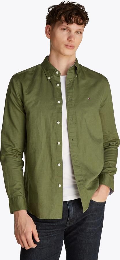Tommy Hilfiger Regular fit vrijetijdsoverhemd van een mix van katoen en linnen - Foto 5
