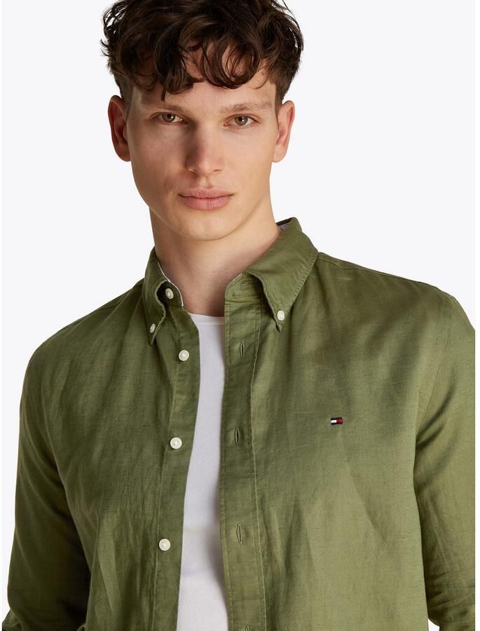 Tommy Hilfiger Regular fit vrijetijdsoverhemd van een mix van katoen en linnen