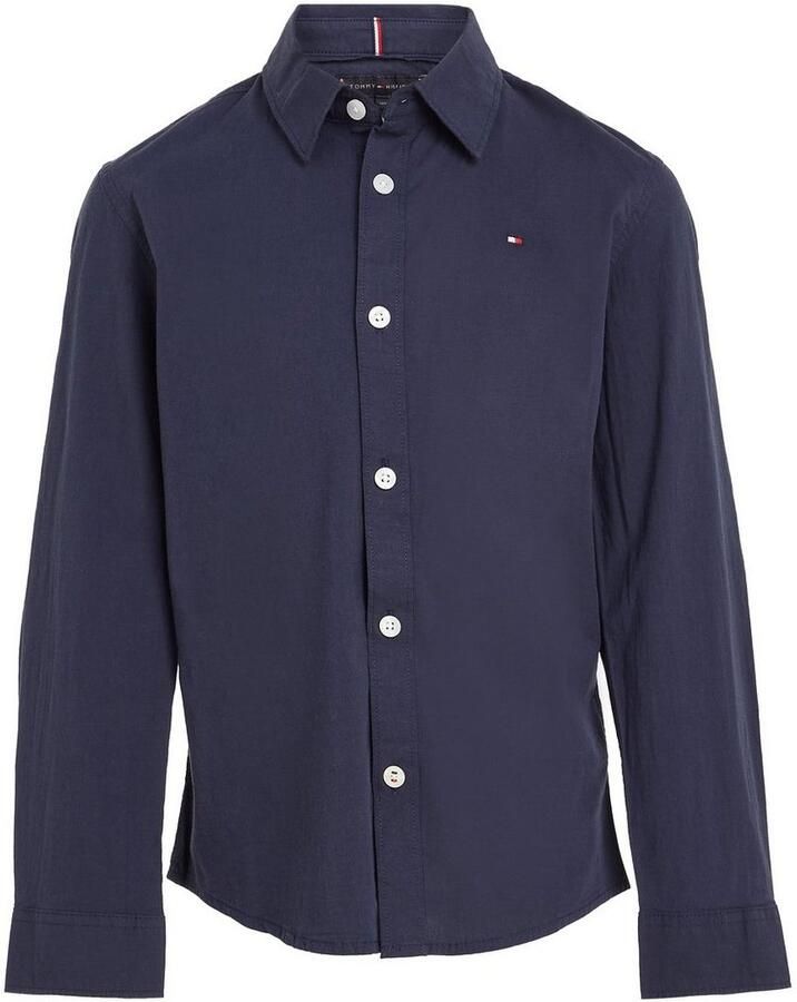 Tommy Hilfiger Overhemd met lange mouwen SOLID STRETCH POPLIN SHIRT L S Kinderen Kids Junior MiniMe voor jongens