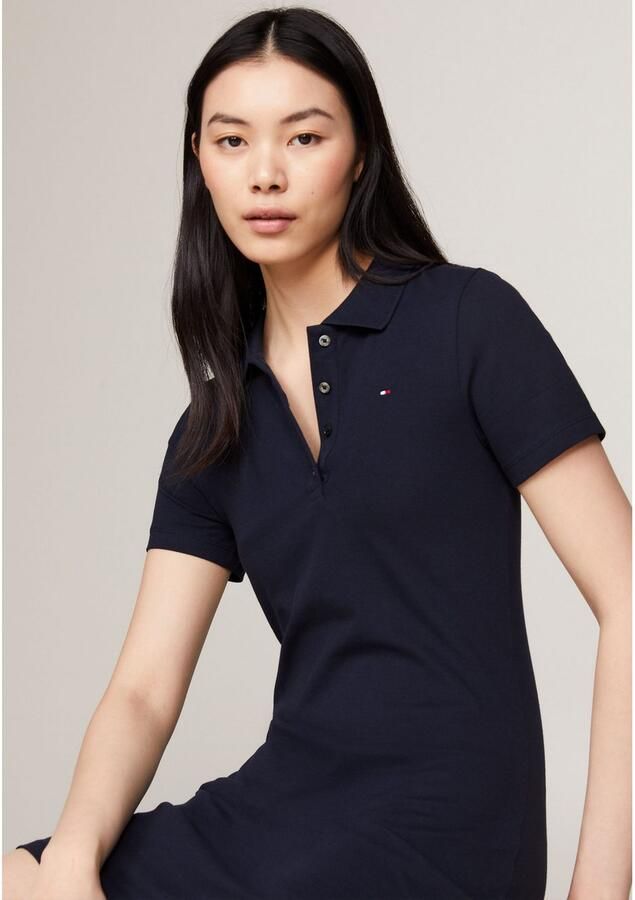 Tommy Hilfiger Polojurk 1985 SLIM PIQUE POLO DRESS SS Met knoopsluiting en logo-borduurwerk