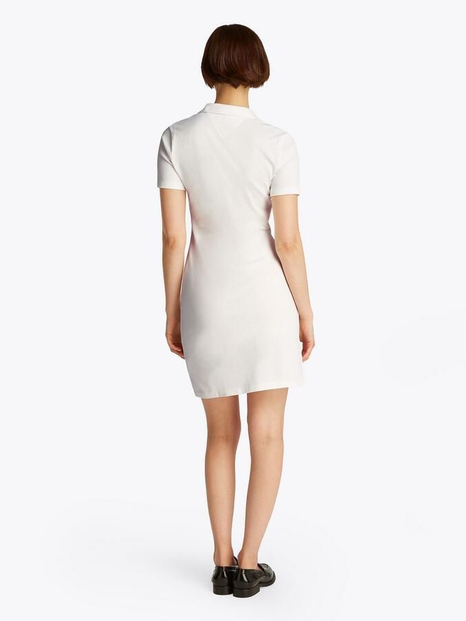 Tommy Hilfiger Polojurk SLIM OPEN NK POLO DRESS SS met geborduurde vlag