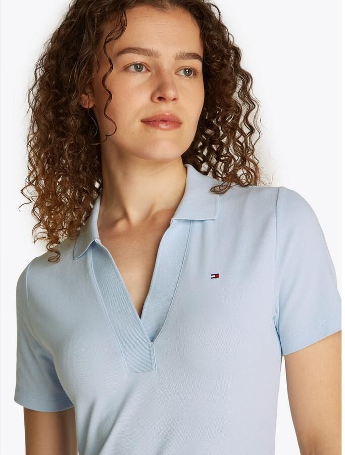 Tommy Hilfiger Polojurk SLIM OPEN NK POLO DRESS SS met geborduurde vlag