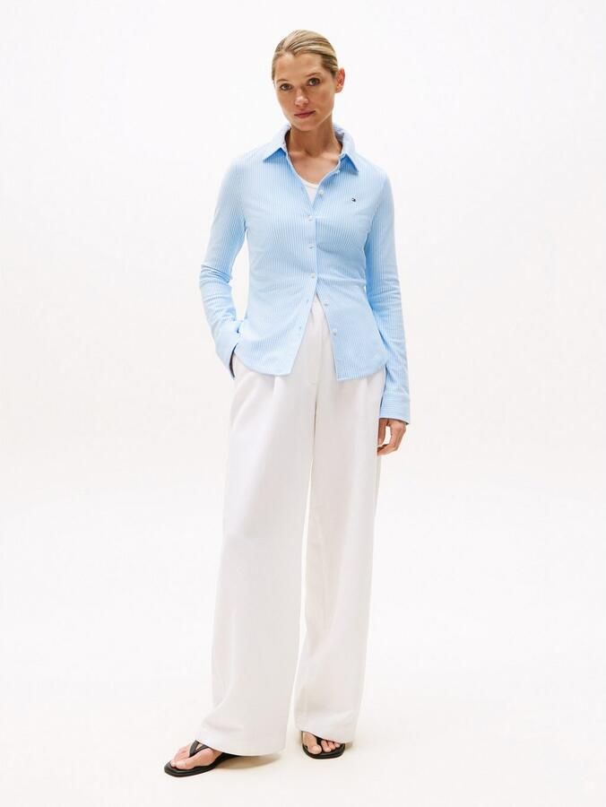 Tommy Hilfiger Poloshirt 1985 SLIM PIQUE BTN DOWN LS met polokraag en label - Foto 5