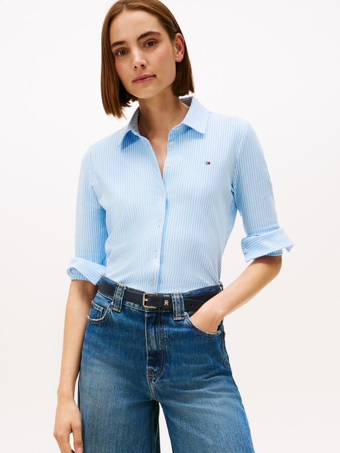 Tommy Hilfiger Poloshirt 1985 SLIM PIQUE BTN DOWN LS met polokraag en label - Foto 8