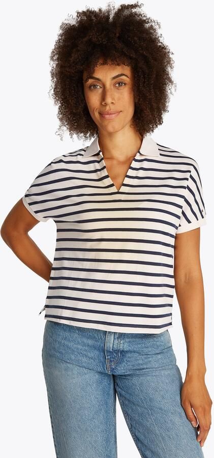 Tommy Hilfiger Poloshirt LYOCELL OPEN-NK RELAXED POLO SS met streepjespatroon met zijsplitten - Foto 5