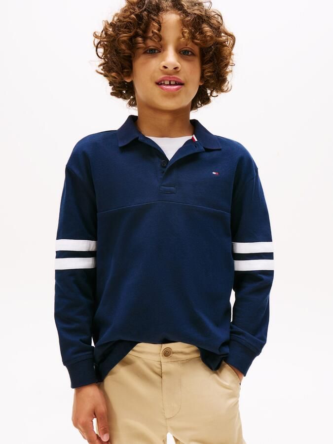 Tommy Hilfiger Poloshirt TH MIXED GRAPHIC POLO LS voor kinderen tot 16 jaar met borduursel op de rug - Foto 6