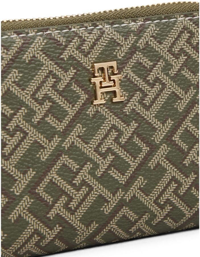 Tommy Hilfiger Portemonnee TH ICON COMP ZA MONO PRINT dames portemonnee met contrastnaad