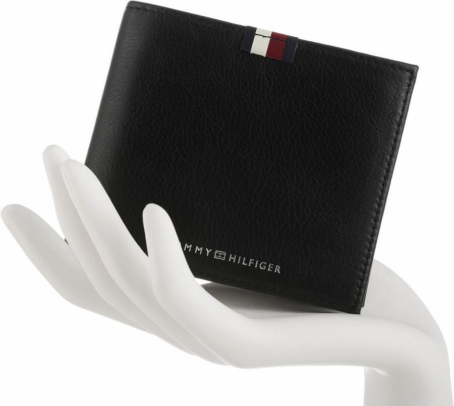 Tommy Hilfiger Portemonnee TH PREM LEA CC FLAP AND COIN unisex portemonnee portemmonnai met logo-opschrift