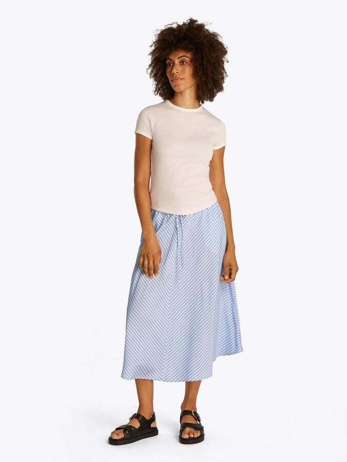 Tommy Hilfiger Rok in a-lijn CRINKLE VISCOSE MIX MIDI SKIRT met streepjespatroon met tunnelkoord aan de taille - Foto 2