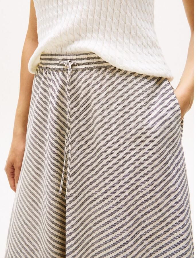 Tommy Hilfiger Rok in a-lijn CRINKLE VISCOSE MIX MIDI SKIRT met streepjespatroon met tunnelkoord aan de taille