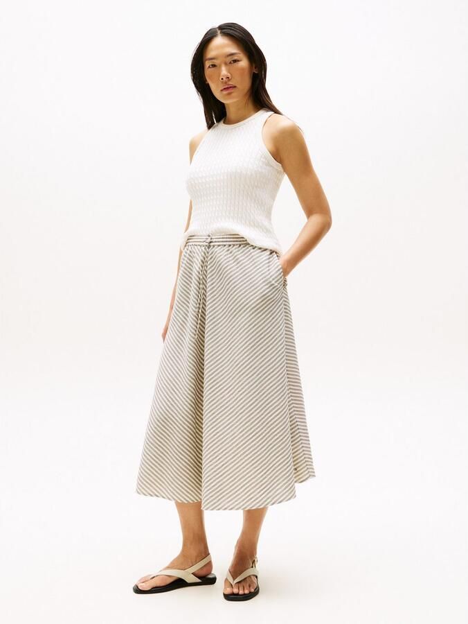 Tommy Hilfiger Rok in a-lijn CRINKLE VISCOSE MIX MIDI SKIRT met streepjespatroon met tunnelkoord aan de taille - Foto 2