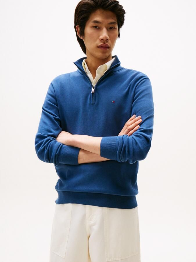 TOMMY HILFIGER Heren Truien & Vesten Essential Cotton Zip Mock Blauw - Foto 8