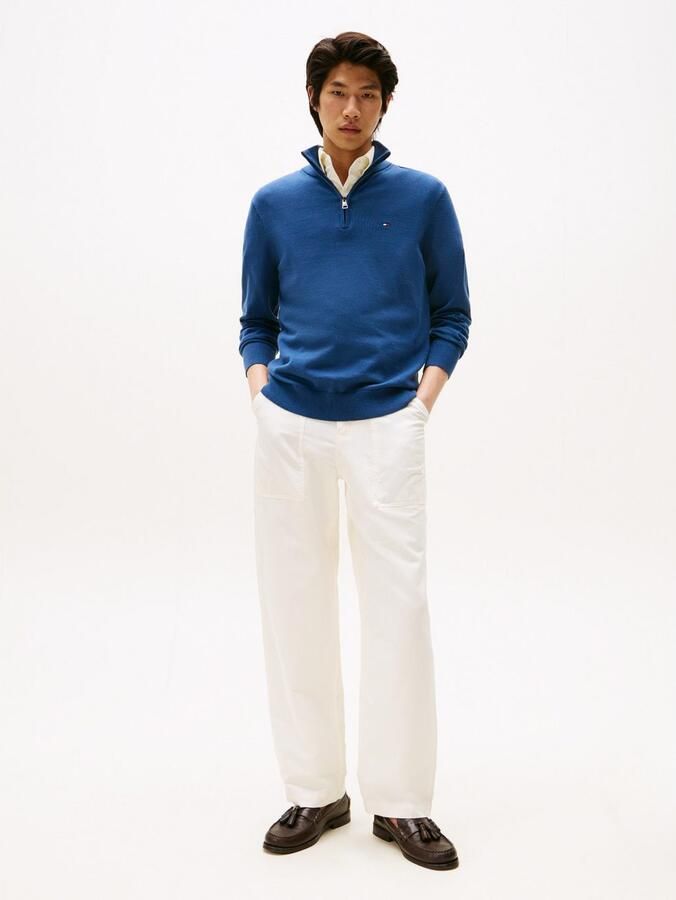 TOMMY HILFIGER Heren Truien & Vesten Essential Cotton Zip Mock Blauw - Foto 6