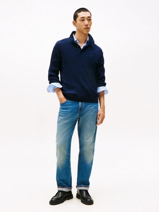 Tommy Hilfiger Schipperstrui PIMA CASH STRUCTURE MOCK Ribgebreide boorden aan de kraag mouwen en zoom - Foto 3