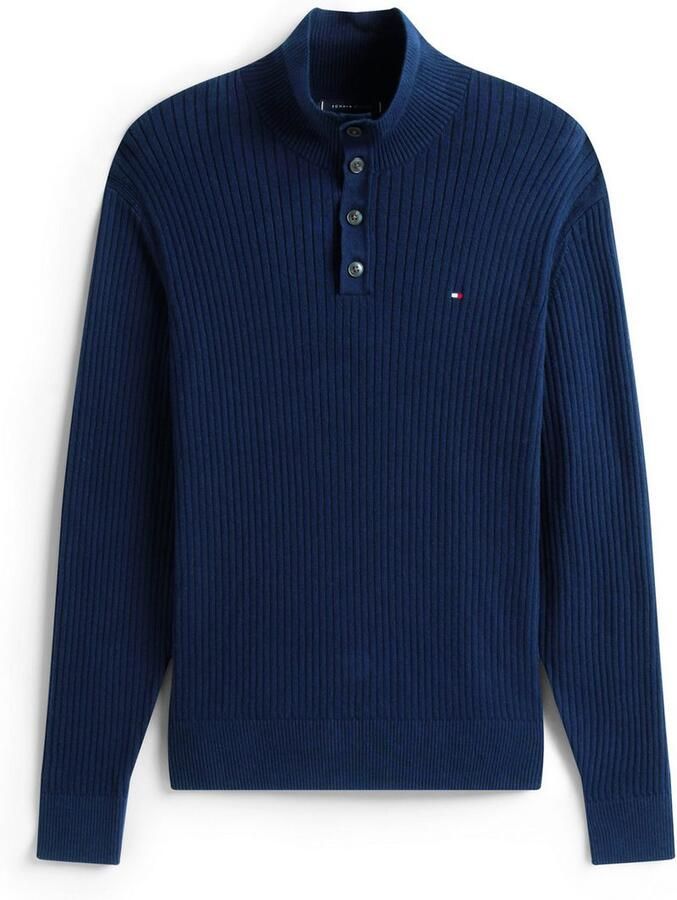 Tommy Hilfiger Schipperstrui PIMA CASH STRUCTURE MOCK Ribgebreide boorden aan de kraag mouwen en zoom - Foto 2