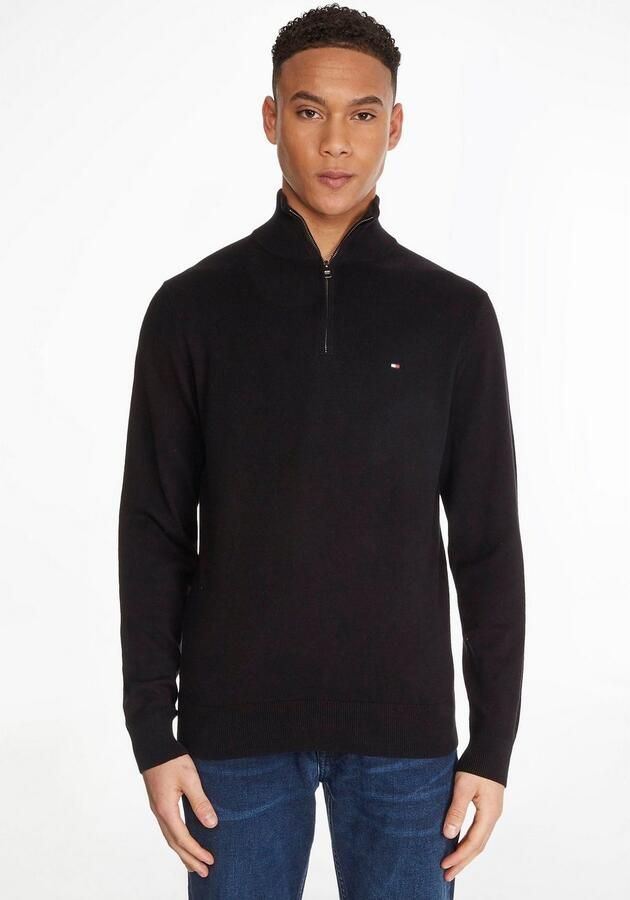 TOMMY HILFIGER Heren Truien & Vesten Pima Org Ctn Cashmere Zip Mock Zwart - Foto 16