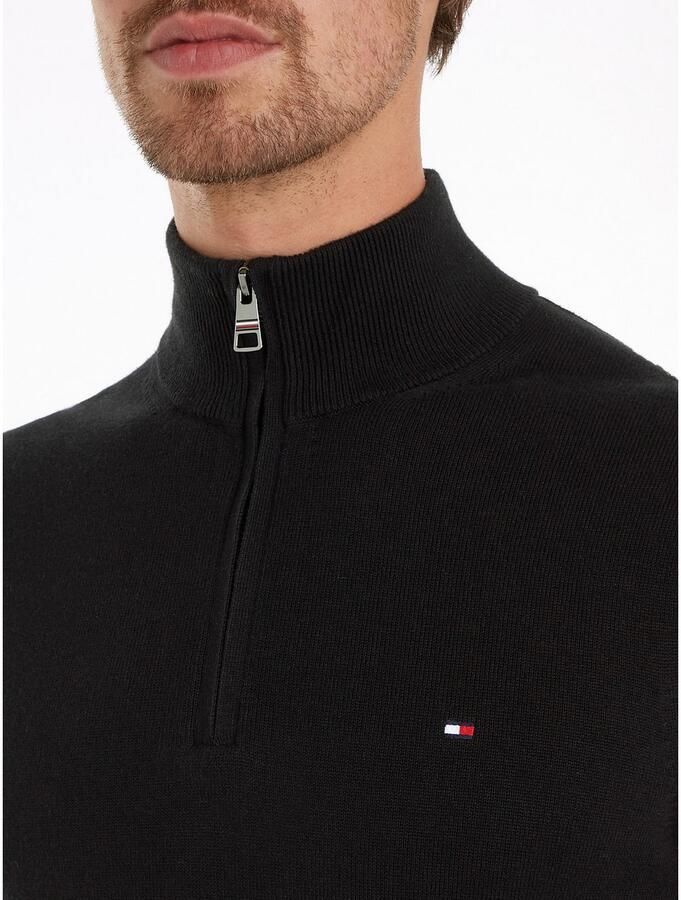 TOMMY HILFIGER Heren Truien & Vesten Pima Org Ctn Cashmere Zip Mock Zwart - Foto 8