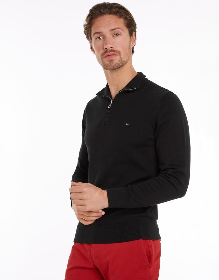 TOMMY HILFIGER Heren Truien & Vesten Pima Org Ctn Cashmere Zip Mock Zwart - Foto 6