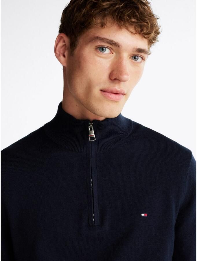 Tommy Hilfiger Blauwe Pima Organisch Katoen Kasjmier Zip Mock Gebreid Blue Heren - Foto 6