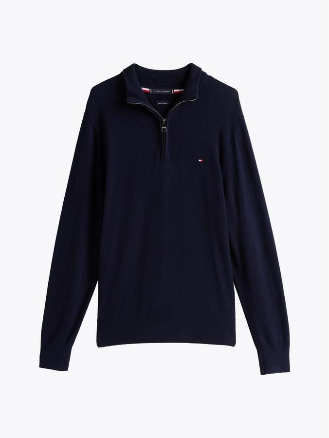 Tommy Hilfiger Blauwe Pima Organisch Katoen Kasjmier Zip Mock Gebreid Blue Heren - Foto 13