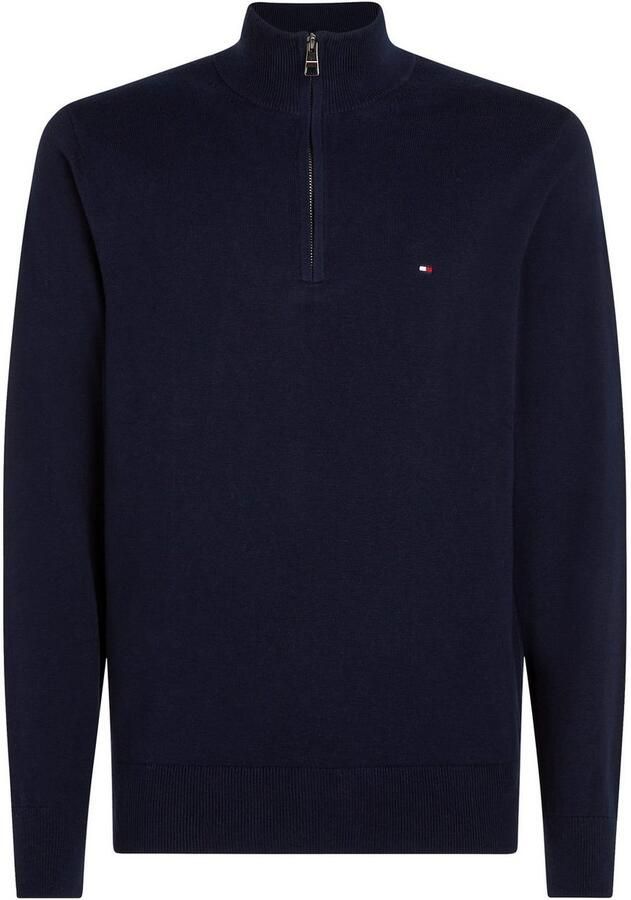 Tommy Hilfiger Blauwe Pima Organisch Katoen Kasjmier Zip Mock Gebreid Blue Heren - Foto 14