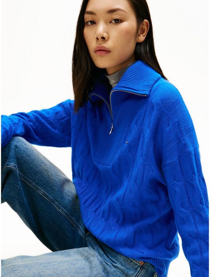 Tommy Hilfiger Schipperstrui SOFT WOOL CABLE 1 2 ZIP LS SWT met kabelpatroon van zuivere wol - Foto 2