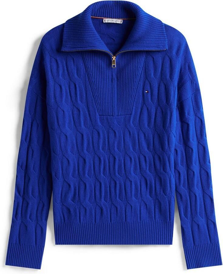 Tommy Hilfiger Schipperstrui SOFT WOOL CABLE 1 2 ZIP LS SWT met kabelpatroon van zuivere wol
