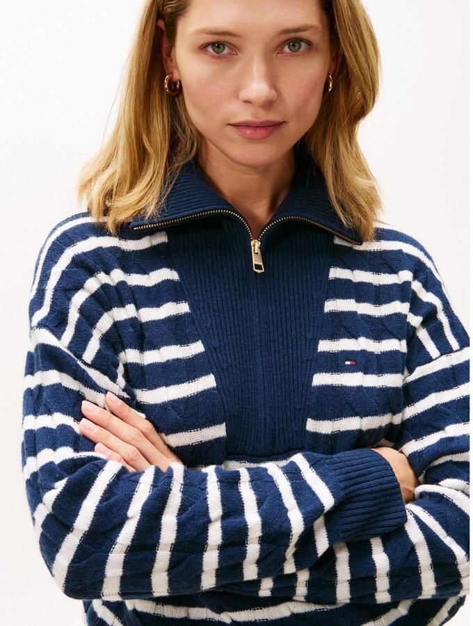 Tommy Hilfiger Schipperstrui SOFT WOOL CABLE 1 2 ZIP LS SWT met kabelpatroon van zuivere wol - Foto 2