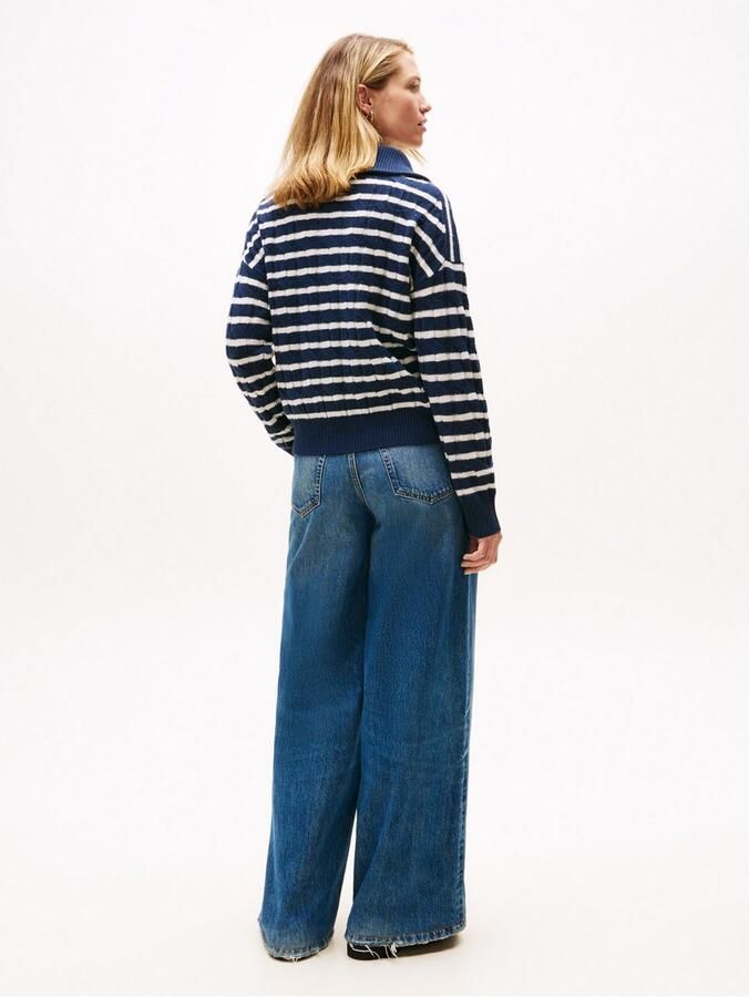 Tommy Hilfiger Schipperstrui SOFT WOOL CABLE 1 2 ZIP LS SWT met kabelpatroon van zuivere wol - Foto 4