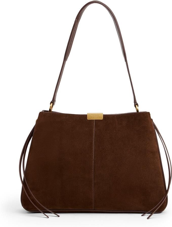 Tommy Hilfiger Schoudertas CASUAL LEATHER SHOULDER BAG SUED dames handtas shopper met logo-sier element - Foto 5