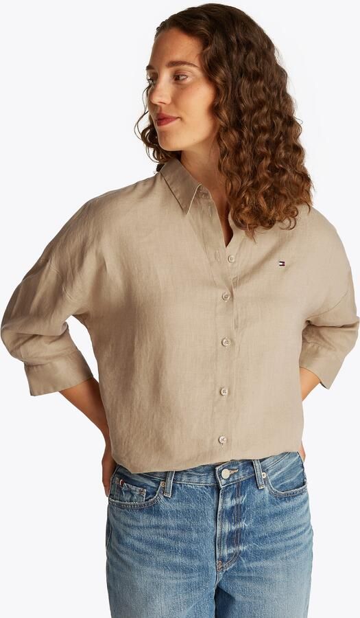 Tommy Hilfiger Shirt met 3 4 mouwen ESS LINEN LOOSE 3-4 SLEEVE SHIRT met 3 4-mouwen logo-borduurwerk koel premium linnen - Foto 5