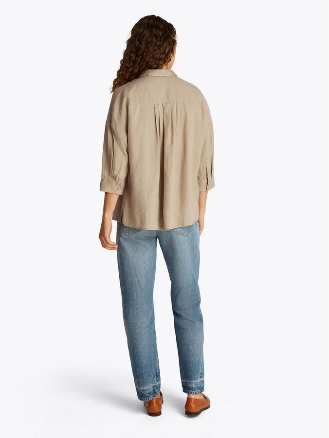 Tommy Hilfiger Shirt met 3 4 mouwen ESS LINEN LOOSE 3-4 SLEEVE SHIRT met 3 4-mouwen logo-borduurwerk koel premium linnen - Foto 4